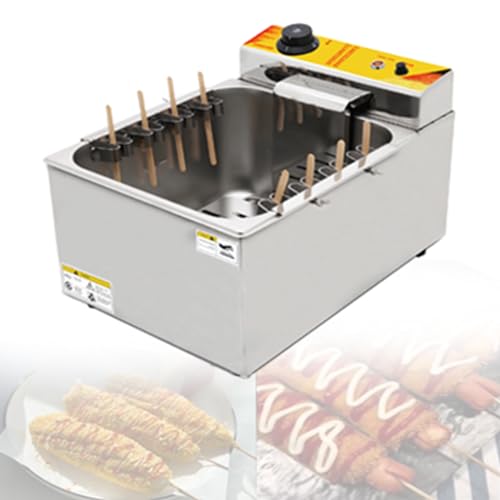 DOZPAL Kommerzielle koreanische Käse-Hot-Dog-Fritteuse, elektrische Corn-Dog-Maschine, 8-teiliges Wurst-Bratgerät für Restaurant, Heimküche, Snackbar
