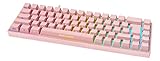 DELTACO GAMING PK95R – Mechanische Gaming Tastatur (Kabellos, RGB Beleuchtung, 65%, Deutsches Layout QWERTZ, Front Lasering) – Pink/Rosa