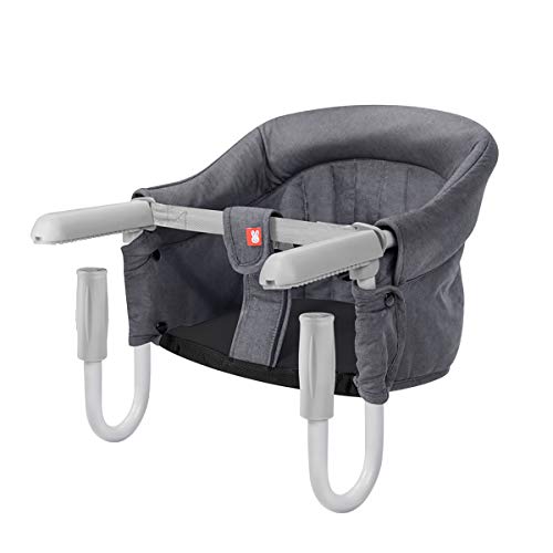 SONARIN Tischsitz Faltbar Babysitz,Baby Hochstuhl für zu Hause und Unterwegs mit Transporttasche,kinderhochstuhl(Grau)