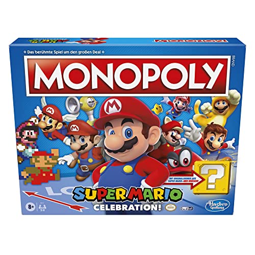 Monopoly Super Mario Celebration Brettspiel für Super Mario Fans ab 8 Jahren, mit Soundeffekten aus dem Videospiel