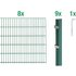 Metallzaun Grund-Set Doppelstabmatte verz. Grün beschichtet 8 x 2 m x 1 m