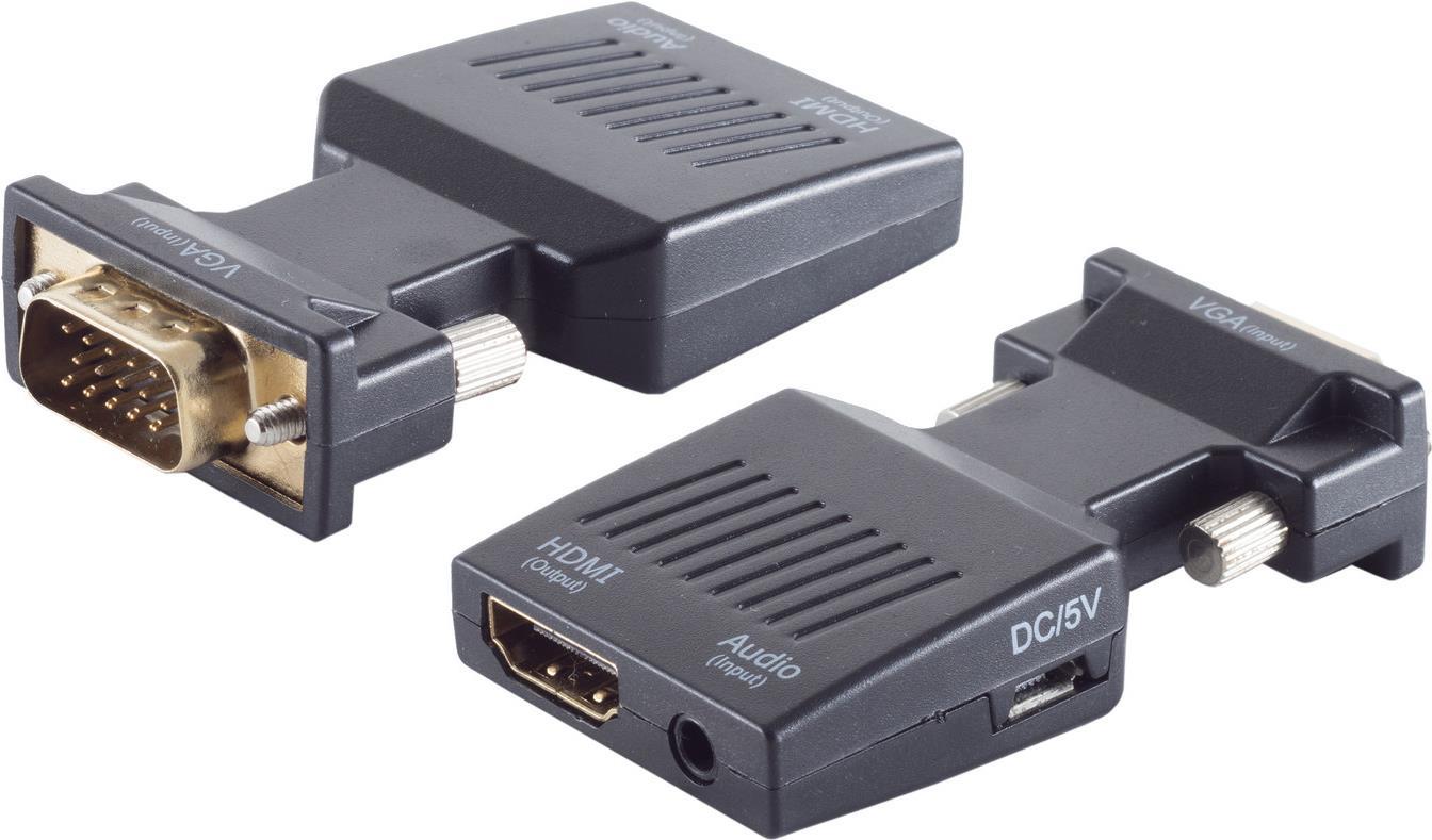 S/CONN maximum connectivity Adapter, VGA Stecker auf HDMI-A Buchse + 3,5mm Klinken Buchse, 1080p (10-01005)