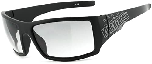 King Kerosin® | UV400 Schutzfilter, HLT® Kunststoff-Sicherheitsglas nach DIN EN 166 | Bikerbrille, Motorradbrille, Sportbrille | Brillengestell: schwarz matt, Brille: KK220