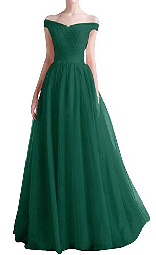 Romantic-Fashion Damen Ballkleid Abendkleid Brautkleid Lang Modell E270-E275 Rüschen Schnürung Tüll DE Grün Größe 46