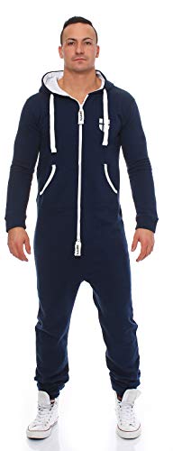 Gennadi Hoppe Herren Jumpsuit Onesie Jogger Einteiler Overall Slim Fit H6179 blau 2XL.