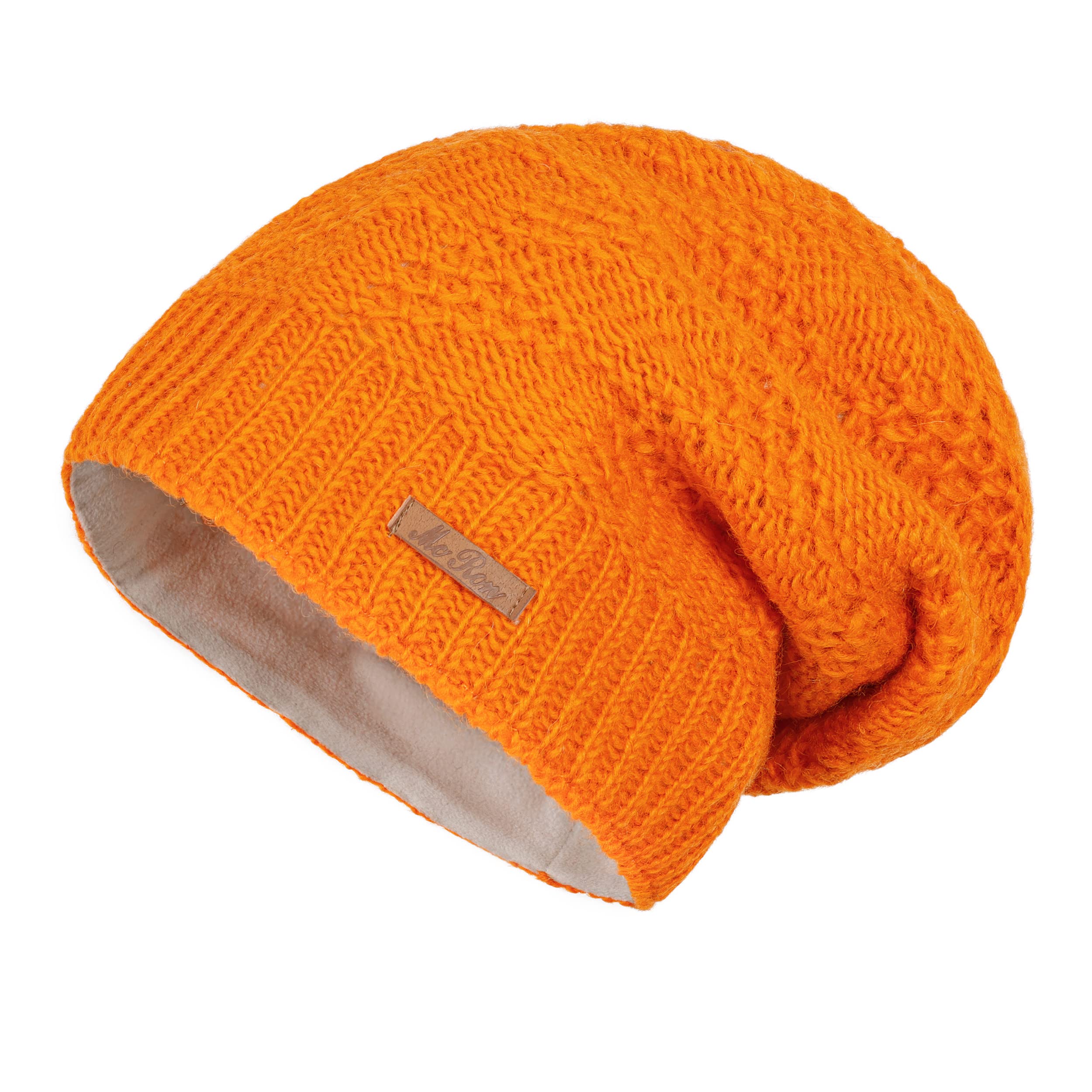 McRon Damen Gefütterte Beanie Wollmütze Modell Lina Orange 5211