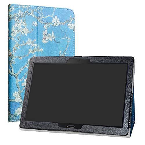 LiuShan Lenovo Smart Tab P10 / M10 hülle, Folding PU Leder Tasche Hülle Case mit Ständer für 10.1" Lenovo Tab M10 HD (TB-X505F,TB-X605F) / Smart Tab P10 (TB-X705F) Tablet,Almond Blossom