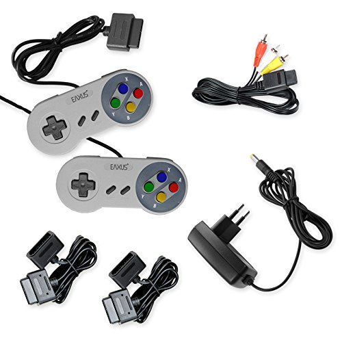 Super Nintendo AV Cinch Kabel+Netzteil+2x Controller+2x Verlängerung für SNES
