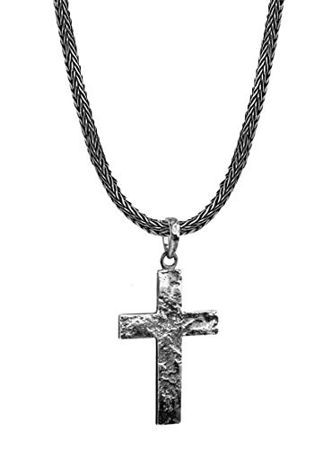 Kuzzoi Silberkette Herren Schlangenkette Kreuz Gehämmert 925 Silber