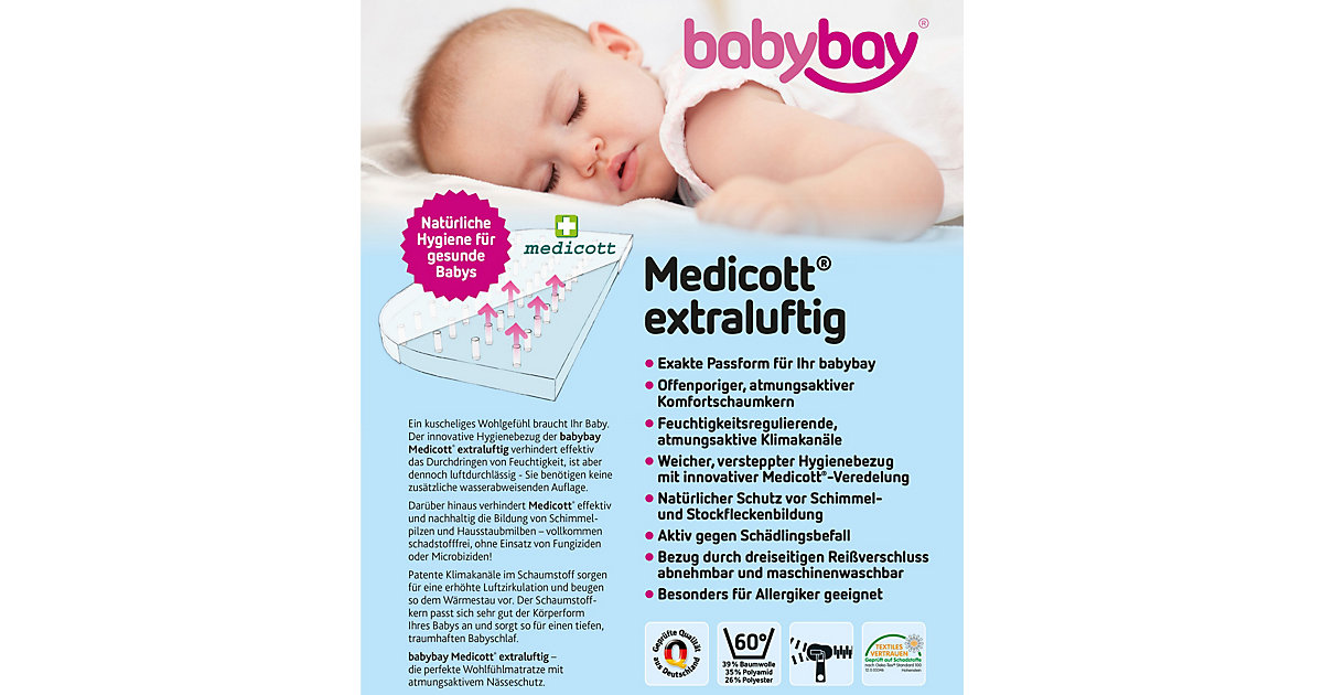 Matratze Medicott, extraluftig, babybay maxi/boxspring weiß Gr. 50 x 89 Kinder 3