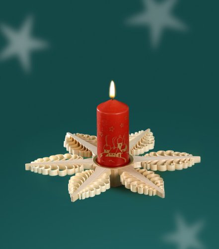 Rudolphs Schatzkiste Tischschmuck Teelichthalter aus 6 Bäumchen BxHxT=23x2,5x23cm NEU Kerzenständer Weihnachten Kerze Holzschmuck Holz Seiffen Erzgebirge Dekoration Spanbaum