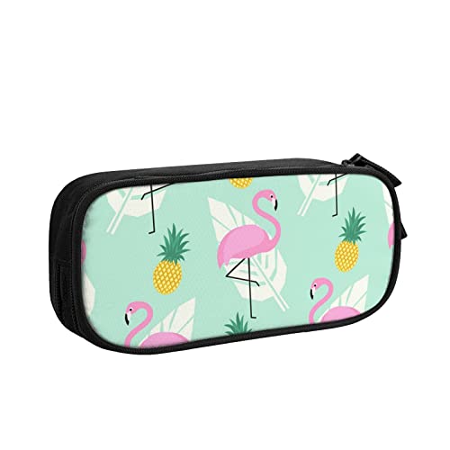 Federmäppchen mit pinkem Flamingo-Ananas-Druck, hohe Kapazität, langlebiges Federmäppchen, Organizer, Hüllen für Schule und Büro, rosa Flamingo-Ananas, Einheitsgröße, europäischer und amerikanischer