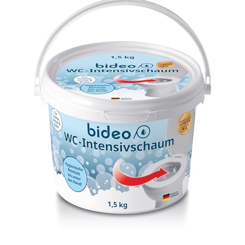 bideo® WC-Intensivschaum 1,5 kg für Reinigung bis unter den Rand | Selbstreinigender Kraftschaum für die Toilette, löst zuverlässig Kalkablagerungen und Urinstein