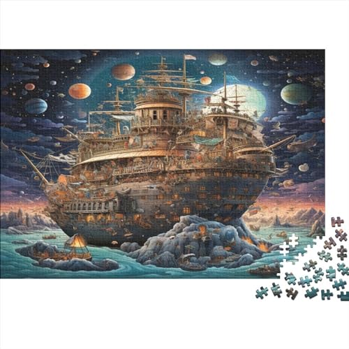 Ship 500 Teile Holzpuzzle, einzigartiges Puzzle, kreatives Puzzle, Geschenk für Erwachsene, Familienspiel, Herausforderungsaktivität, 500 Stück (52 x 38 cm)
