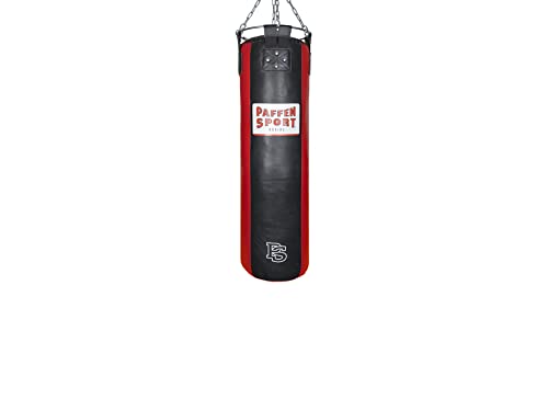 PAFFEN SPORT Star Leder-Boxsack; schwarz/rot; gefüllt; 120cm; 45kg