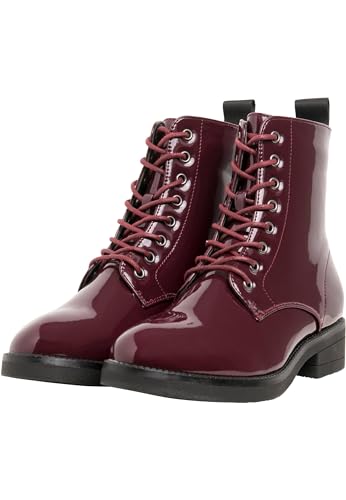 Urban Classics Damen Lace Combat Boots, Rot (Burgundy 00606), 38 EU
