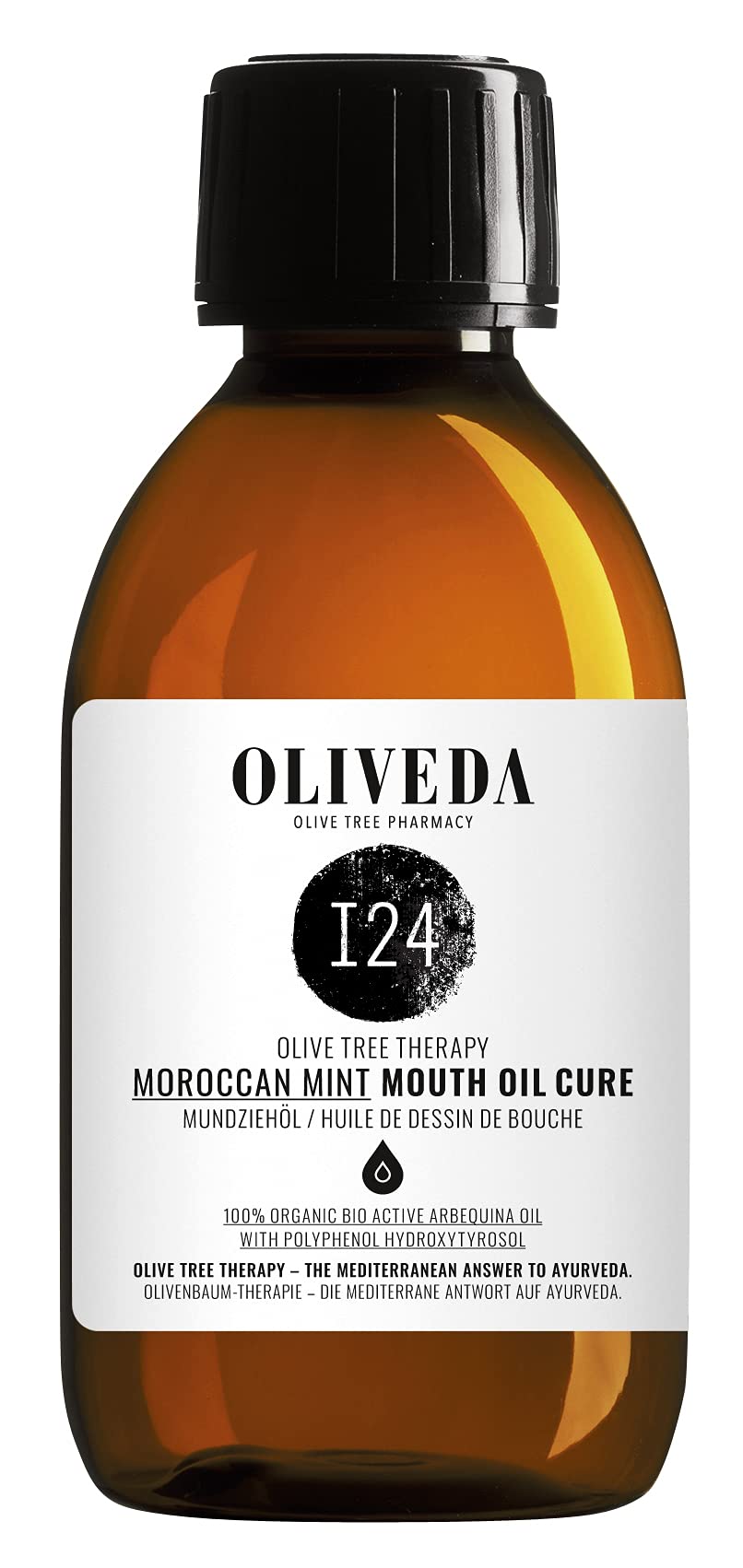 Oliveda I24 - Natürliches Mundziehöl Marokkanische Minze | Zahnöl, Öl ziehen, Ayurvedische Mundspülung | Ölziehkur - 200 ml