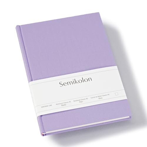 Semikolon 370049 - Notizbuch Classic A5 blanko - 176 Seiten, cremeweißes Papier – Lesezeichen – lilac silk lila