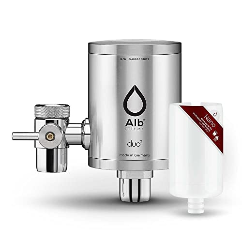 Alb Filter® Duo Nano Trinkwasserfilter | Armatur Anschluss | Gegen Mikrokeime wie E. coli, Legionellen UVM. | Set mit Gehäuse und Kartusche | Made in Germany Edelstahl Natur