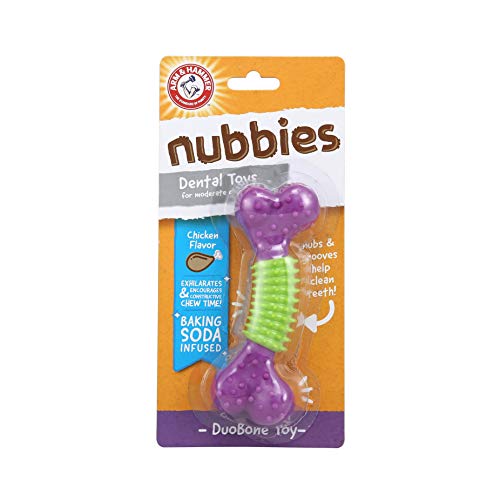 Arm & Hammer Nubbies Dental Toys DuoBone Dental Kauspielzeug für Hunde | Bestes Hunde-Kauspielzeug für Moderate Kauer | Reduziert Plaque & Zahnsteinbildung ohne Bürsten, Hühnergeschmack (FF6299)