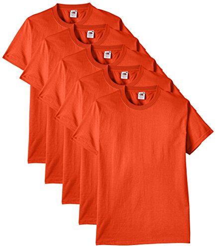 Fruit of the Loom Herren Regular Fit T-Shirt Heavy Cotton Tee Shirt 5 pack, Orange (Orange), XXXL