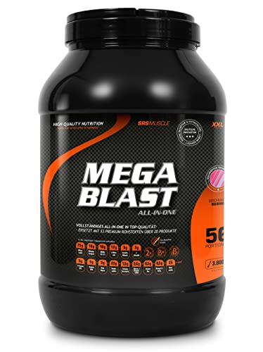SRS Muscle - Mega Blast XXL, 3.800 g, Red Berry | Complete All-in-one Master Stack | ersetzt über 20 Einzelprodukte | deutsche Premiumqualität