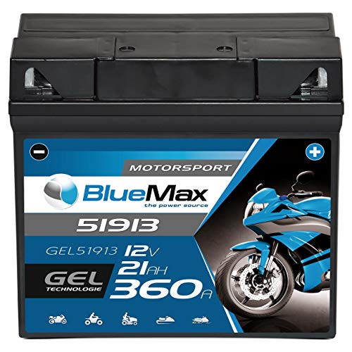 Motorradbatterie GEL 12V 21Ah BlueMax G19 Batterie 519013017 ABS Leuchte erlischt 19Ah