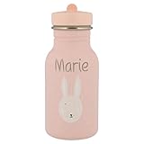Personalisierte Trinkflasche aus Edelstahl von Trixie Baby Gravur des Namens (350 ml, Hase)