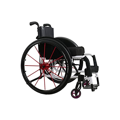 Rollstuhl Sportrollstuhl, leicht, zusammenklappbar, manueller Rollstuhl mit Anti-Rollback-Rad, verstellbare Fußstütze und Sitzhöhe, tragbarer Transportrollstuhl für Behinderte Wheelchair