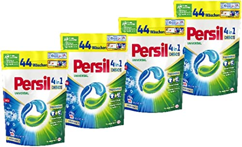 Persil Tiefenrein 4in1 DISCS (4 x 44 Waschladungen), Universal Waschmittel mit Tiefenrein Technologie, Vollwaschmittel für reine Wäsche und hygienische Frische für die Maschine