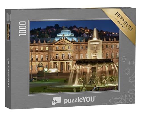 puzzleYOU: Puzzle 1000 Teile „Brunnen am Neuen Schloss Stuttgart, Deutschland“
