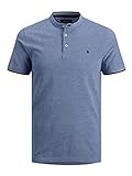 JACK & JONES Herren Polo T-Shirt Pique Hemd Kurzarm Basic Oberteil Cotton Logostickerei JJEPAULOS, Farben:Blau, Größe:XXL