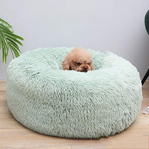 Monba Deluxe Haustierbett Schlafsack Waschbar Weichem Kuscheligem plüsch Hundesofa Hundebett in Doughnut-Form für klein/große Hunde und Katzen-100cm-Grün