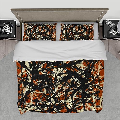 DINGSION Jackson Pollock Style bettwäsche Set 3-teilig Freiform Abstrakte Tinte Spritzer Weiche, atmungsaktive Bettwäsche für Schlafzimmer mit 2 Kissenschämungen 240 x 220 cm