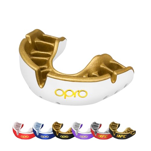 OPRO Gold Level Mundschutz für Erwachsene und Junior-Sport, mit revolutionärer Montage-Technologie für Boxen, Lacrosse, MMA, Kampfsport, Hockey und alle Kontaktsportarten (weiß, jugendlich)