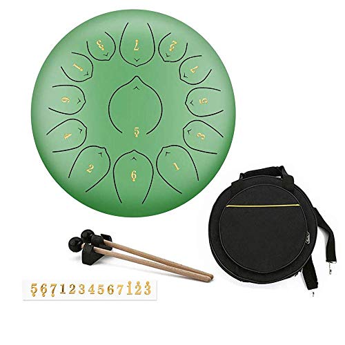 12 Inch Empty Spirit Drum Worry-Free Drum Lotus Drum Forget The Mysterious Empty Hand Dish Steel Tongue Drum for Beginners Professional Universal (Color : Pink) (Green)