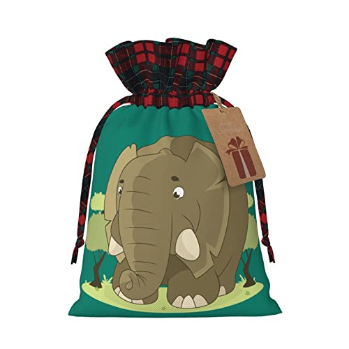 Niedlicher Cartoon-Elefant, 2 Stück, Weihnachtsgeschenktüten mit Kordelzug, Geschenk für Weihnachtsgeschenke, Partydekoration