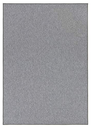 BT Carpet Casual Teppich – Wohnzimmerteppich Flachgewebe Kurzflor Feinschlingen Casual Uni Meliert für Esszimmer, Wohnzimmer, Kinderzimmer, Schlafzimmer – Hellgrau, 80x300cm