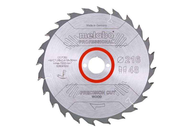 METABO Sägeblatt "precision cut wood - professional", 216x2,4/1,8x30, Z48 WZ 5° neg. (628041000)