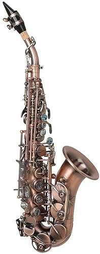 Rotes antikes Sopransaxophon Bb Key Holzblasinstrument mit Koffer Saxophonständer Schilfhandschuhe Reinigungstuchbürste Saxophonriemenbürste