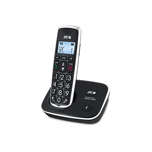 SPC Comfort Kaiser – Schnurloses Festnetztelefon für Senioren mit Tasten und Ziffern in XL–Größe, verstärktem Ton, 2 Direktspeichern, Telefonbuch und Freisprecheinrichtung