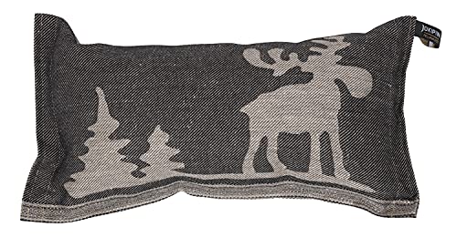 JOKIPIIN | 1 Saunakissen und Reisekissen ELCH, 40 x 22 cm, Leinen/Baumwolle, Made in Finland (schwarz/Natur)