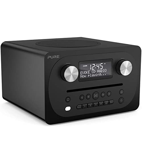 Pure Evoke C-D4 All-in-One-Musikanlage mit Bluetooth (CD, DAB/DAB+, Digitalradio, UKW-Radio, Internetradio, Bluetooth, Weckfunktionen und Sleep-Timer, 20 Senderspeicherplätze, AUX), Walnuss
