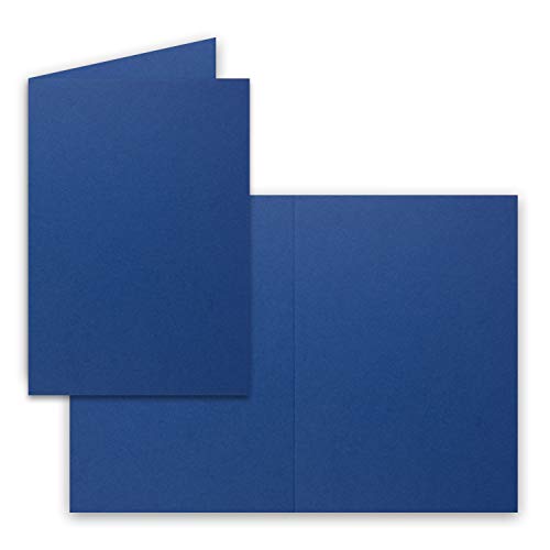 100 Faltkarten B6 - Dunkel-Blau (Nachtblau) - Blanko Doppel-Karten - 12 x 17 cm - sehr formstabil - für Drucker geeignet - Serie: FarbenFroh