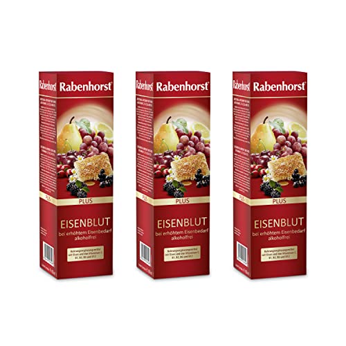 RABENHORST Eisenblut plus 3er Pack (3 x 450 ml). Nahrungsergänzungsmittel mit Eisen und Vitaminen