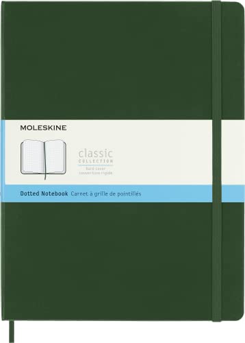 Moleskine - Klassisches Notizbuch mit Punktraster - Hardcover mit Elastischem Verschlussband - Farbe Myrte Grün - Größe A4 19 x 25 - 192 Seiten