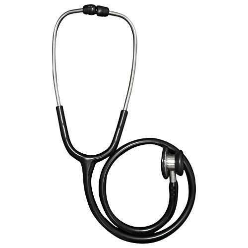 Doppelkopf-Stethoskop für Kinder und Ärzte, mit Schaum gefütterter Tragetasche und Ersatzbox, Schwarz