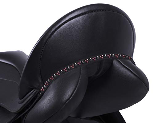 QHP Sattel Jewel Sattelschmuck Chianti mit Strass STELLUX™ Steinen zum Aufpeppen Ihres Sattels Schwarz/Bordeauxrot (Warmblut)