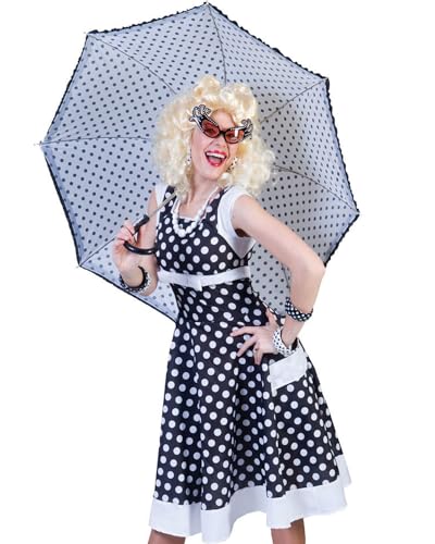 Das Kostümland Fifties Polka Dot Petticoat Kleid - Damen Rockabilly Kostüm Schwarz Weiß 36/38
