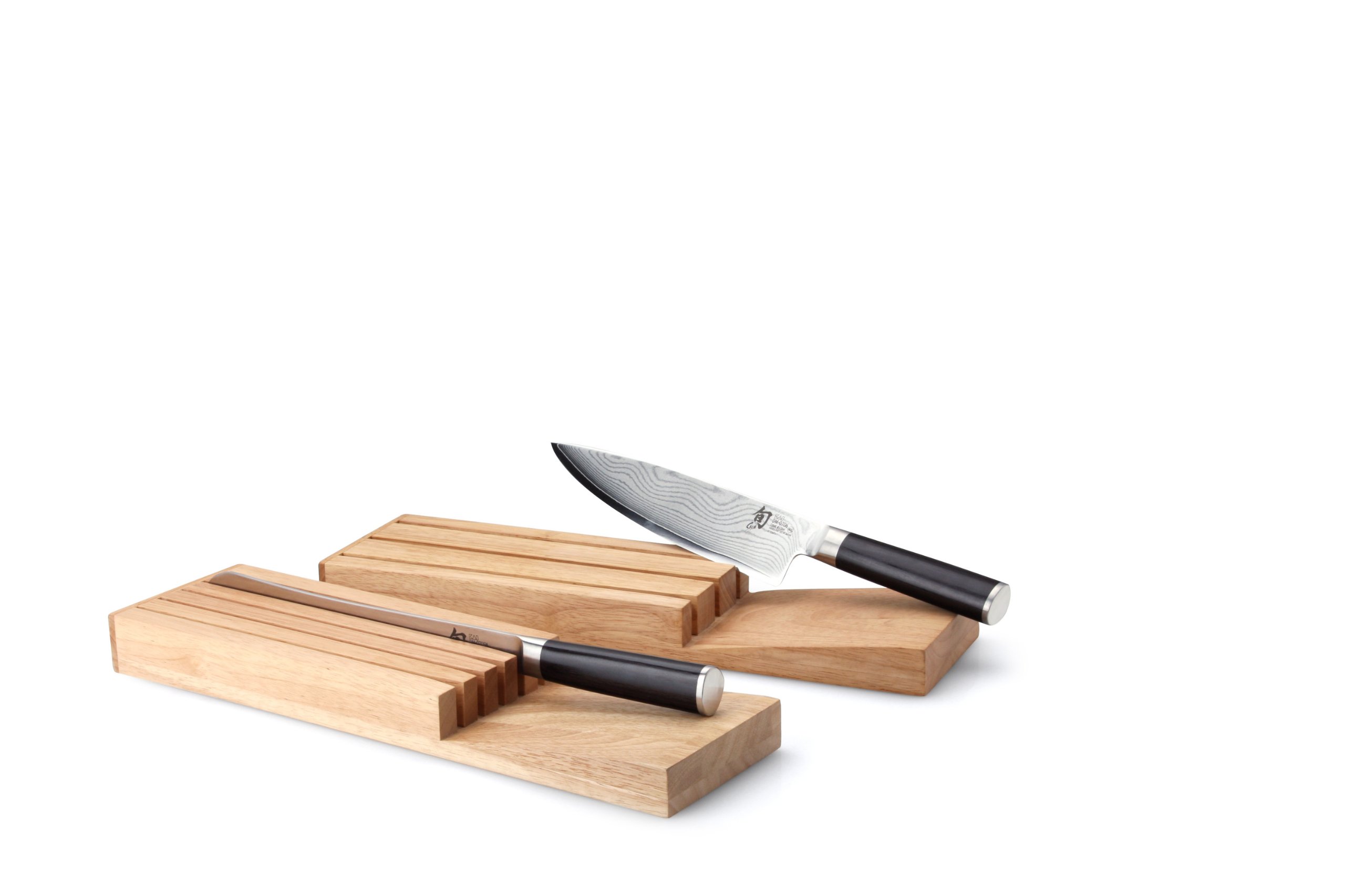 Continenta 30518 Messerblock für Schublade aus Gummibaumholz, Messerhalter, Schubladen Messerblock für 5 Messer, Größe: 39 x 11 x 3,5 cm (ohne Messer),Braun